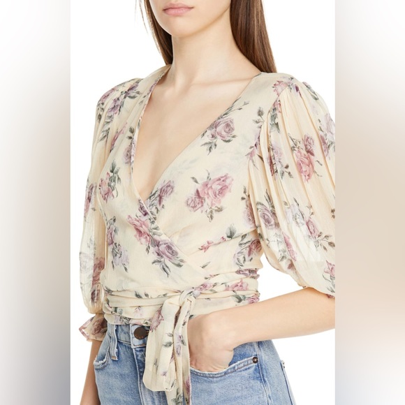 **SOLD** 🌸 LoveShackFancy 🌸 Domino Silk Wrap Top XS - Picture 13 of 16